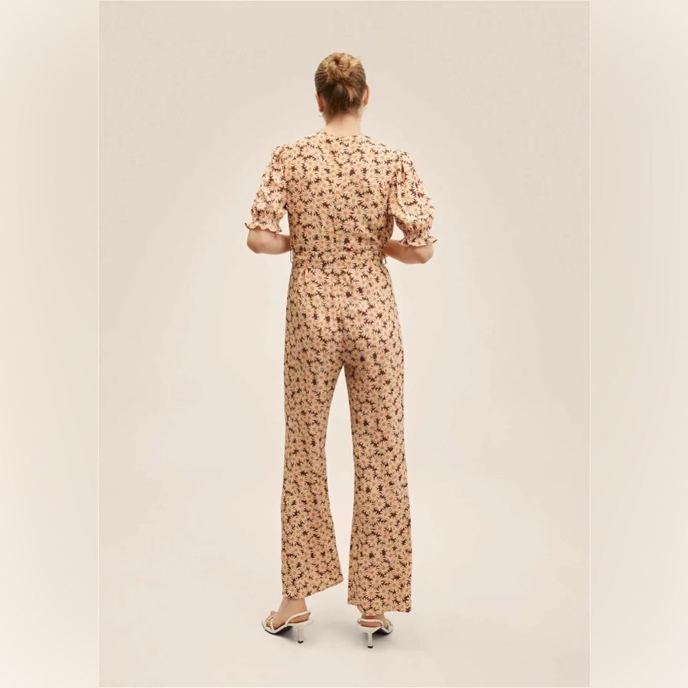 Mango Daisy Printed Puff Sleeve Jumpsuit size Small - Picture 7 of 8